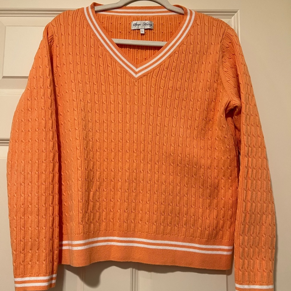 Vintage Sport Haley Peach V-Neck Sweater